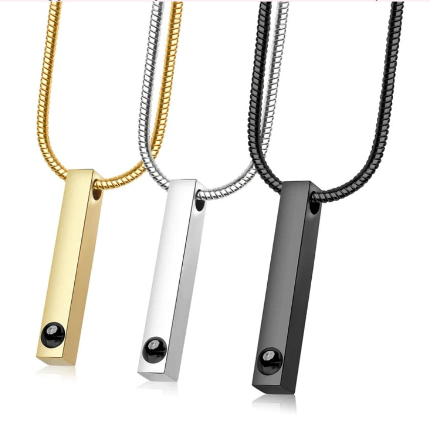 Men's Color Photo Bar Necklace