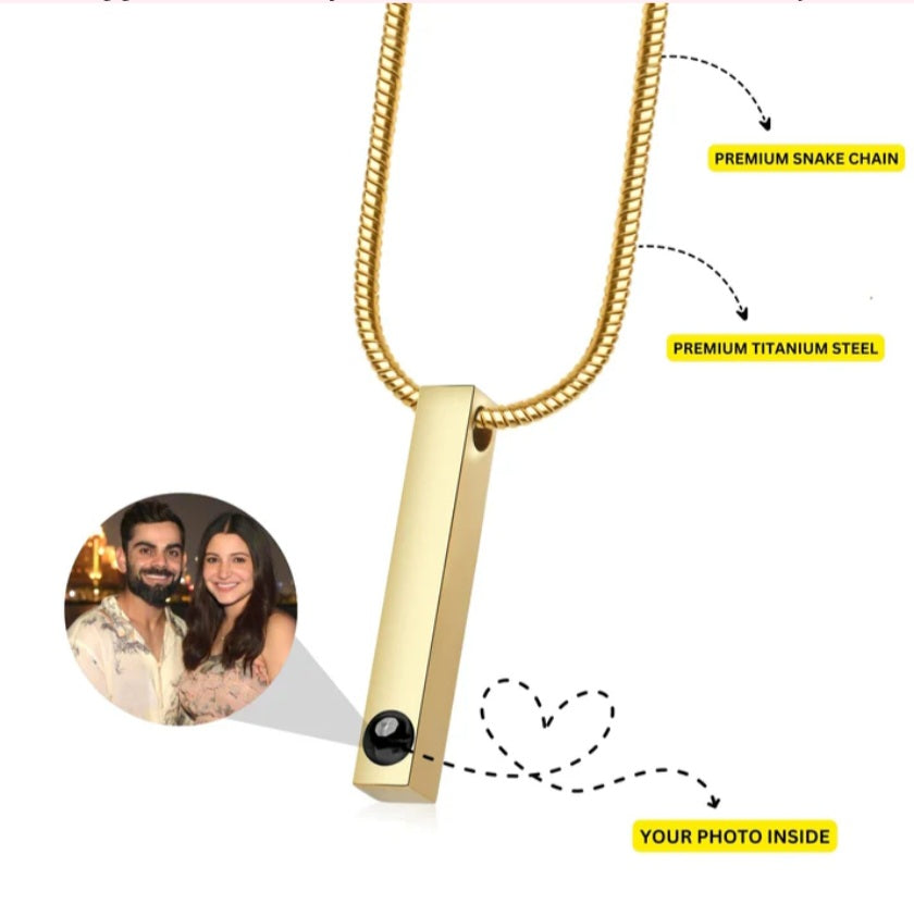 Men's Color Photo Bar Necklace