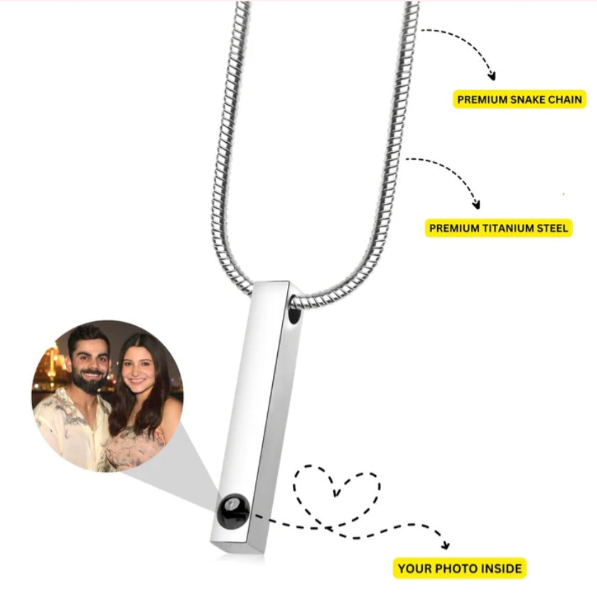 Men's Color Photo Bar Necklace